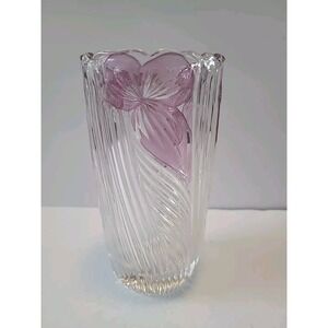 Vintage 6.5" Tall Hand Blown Anna Hutte Florentine Crystal Vase, Western Germany